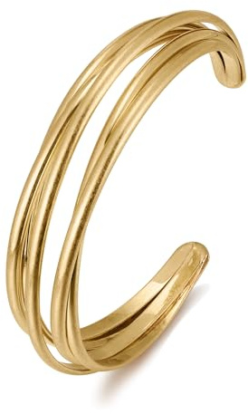 LILIE&WHITE damarmband – enkelt gyllene manschettarmband, justerbart öppet korstrådsarmband, stapelbara smycken för handleden, Eine Grösse, Koppar, Ingen ädelsten