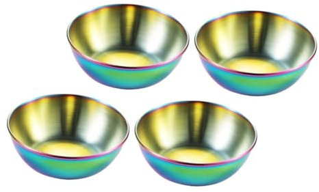 Ciieeo 4pcs Stainless Steel Sauce Dishes for Party Food Serving Creative Condiment Plates As Dipping Sauce Plate and Holder