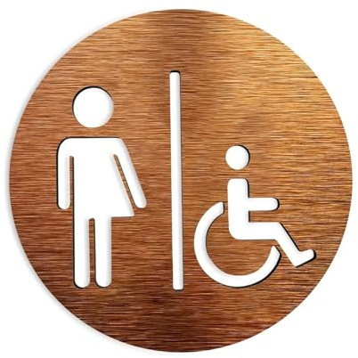 SeñAlizacióN De Aseos Letreros personalizados for baño de todos los géneros, letrero for puerta de inodoro, placas de baño, tablero de aluminio compuesto for WC, dorado y plateado Wc Cartel De BañO(Go