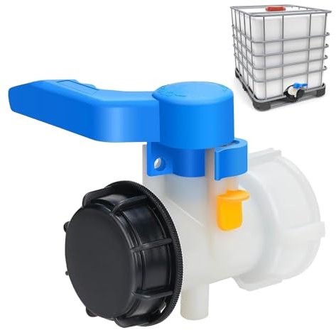 Riisoyu IBC Water Butterfly Valve Taps, Plastic DN40 (62mm) IBC Tote Butterfly Valve Switch Adapter Universal IBC Water Tank Threaded Outlet Water Tank Accessories Flap for 1000 L Rain Barrel