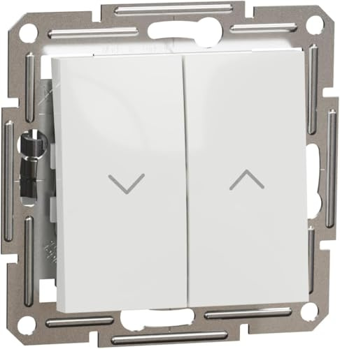 Schneider Electric Asfora EPH1370121D Bouton de volet roulant 10 A-250 V LED encastré, bouton de volet roulant, bornes à enficher, blanc (Lot de 5)