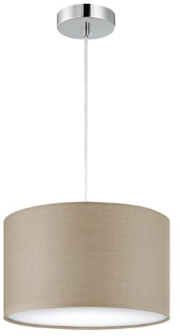 Zedelmaier Pendelleuchte Lampenschirm Hängelampe Stoff Taupe Ø30cm E27/40w | Deckenlampe hängend boho Lampe für Wohnzimmer Schlafzimmer Esszimmer,Esstisch,Esszimmerlampe,lampe decke,ohne Leuchtmittel