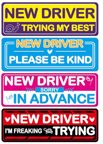4Pcs Student Driver Magnetic Car Stickers for Beginners, New Magnetic Student Driver Stickers Signs for Car, Bumper Safety Decoration Supplies, Suitable for Students and Novices as Auxiliary Equipment