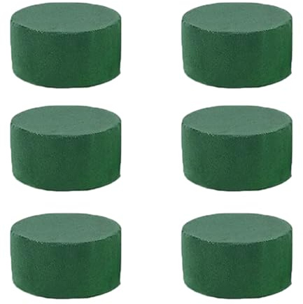 Bloques de espuma floral – 6 piezas de arcilla redonda para arreglos florales | Espuma fenólica verde de 3.15 pulgadas para flores artificiales | Uso en húmedo y seco, ideal para ramos, centros de