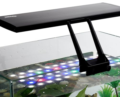 hygger Lampada Acquario Clip on Illuminazione LED con Timer, 12W Luce Regolabile per Piante d'acquario con 7 Colori,Modalità Multiple Tempo e Luminosità Regolabili