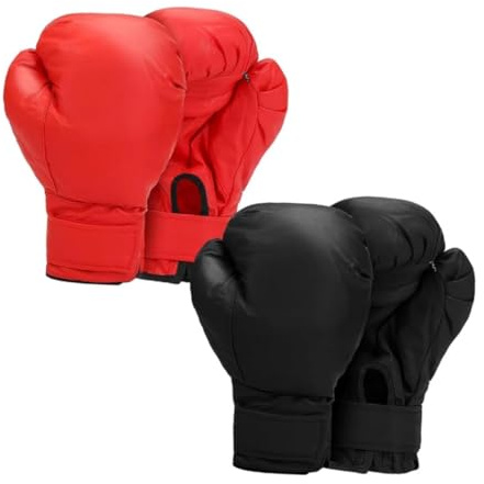 Lot de 2 paires de gants de boxe en cuir synthétique pour entraînement MMA, karaté, sparring, lutte, entraînement Sanda, enfants