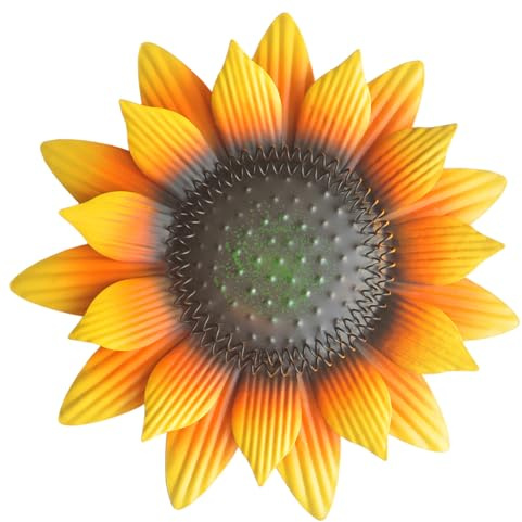 Huspox 30cm Metal Sunflower Garden Wall Art Fence Decoration | Hanging Wall Sculptures for Outdoor Indoor