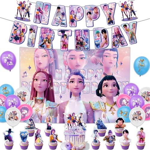 43pcs Set de Decoración Cumpleaños, Kit de Fiesta con Globos, Pancarta Feliz Cumpleaños, Topper para Tarta & Cupcakes, Decoraciones para Niños y Adultos