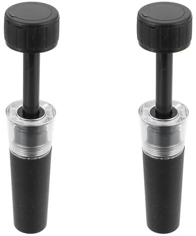 BESPORTBLE Bouchon de Vin à Pompe à Vide Pratique en Plastique Noir, Étanchéité Hermétique Réutilisable pour Bouteilles de Vin, pour Bar et Réunions Familiales, Lot de 2 Pièces
