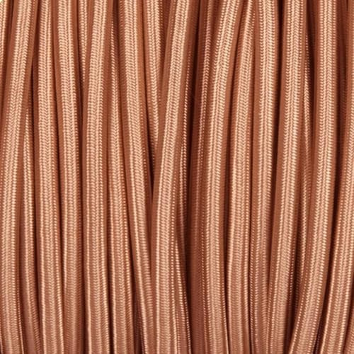 10m 3 Core Vintage Fabric Braided 0.75mm, DC VOLTAGE Flex Antique Cord (Rose Gold) | DC VOLTAGE 3 Conductor Lighting Cable Lamp Wire Flexible Cable Electrical Wire for DIY Industrial Pendant Lights Appliances