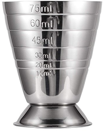 Emousport Bar Cocktail Jigger Tre Bilance Caffè Misuratore Jigger Tazza Da Vino In Acciaio Inox Pratica Misura Jigger Bar Strumento Fornitura Per Feste (Argento)
