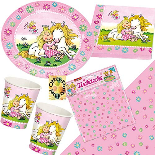 HHO Prinzessin Miabella mit Pferd Partyset 54tlg. für 16 Gäste Teller Becher Servietten 2 Tischdecken