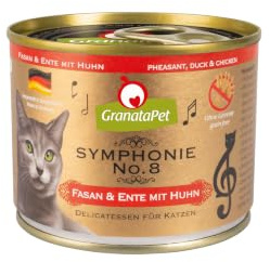 GranataPet Symphonie No. 8 con Fagiano, Anatra e Pollo - Cibo Umido per Gatti in Gelatina Senza Cereali e Zuccheri Aggiunti, Bocconcini Delicati 6 x 200g