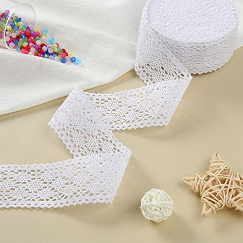 DAHI spitzenband 10 meter Vintage Spitzenbordüre ca.4.5cm Zum Nähen für Hochzeit Tischdeko Basteln Geschenkband Kraftpapier (weiss) | Trimmen zum Nähen, Vintage-Band zum Nähen, Basteln, Weihnachten, Hochzeitskarten, Dekorationen (weiß)