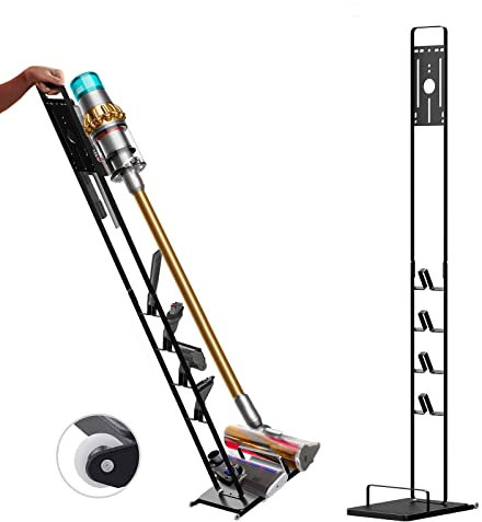 Foho Ständer Kompatibel für Dyson Gen5 V15s V15 V12 Slim V11 V10 V8 V7 V6 Staubsauger, Halterung, Kein Bohren, Bodenständer, Zubehörhalter Speichern und Organisieren Sie Ihr Vakuum, mit Rädern