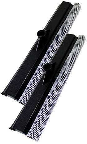 Fensterwischer 2 in 1 Fensterwischeraufsatz mit Schwamm Netzüberzug und Abziehlippe Aufsatz ca 37cm breit zum putzen von Fenstern, Scheiben, Rollläden, Haus (2 Stück)