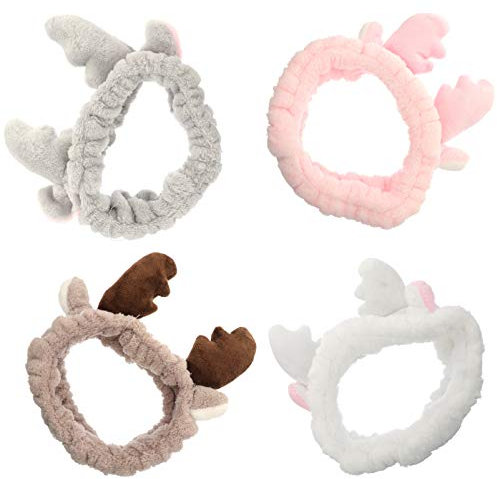 Beaupretty 4Pcs Rentier Haarband Make-Up Stirnband Weihnachten Haarschmuck für Mädchen Frauen