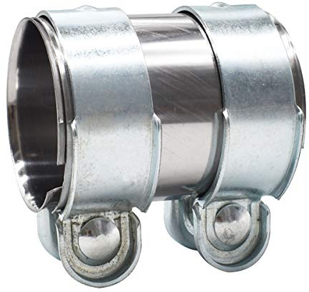 Auspuff Rohrverbinder,Tianher Doppelschelle Rohrverbinder Abgasrohrverbinder Auspuff Klemmschelle Auspuffschelle Edelstahl Turbo Schalldämpfer Bandschelle Schrittschellen W/Bolzen(2.5 Inch)