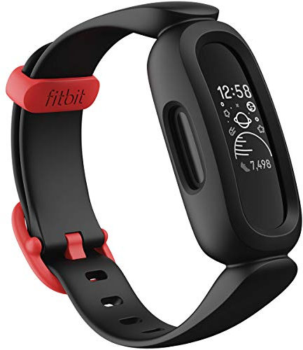 Fitbit Ace 3 Activity Tracker for Kids with Animated Clock Faces, Up to 8 days battery life & water resistant up to 50 m ,Black/Red