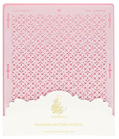 Lacupella Cake Baking Stencil - Seamless Delicate Pattern for Decorating Tall Double Barrel Cake to Use with Buttercream, Royal Icing, Ganache, Paint, Airbrush (ORNA)