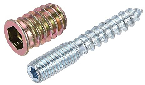 uxcell 20pcs M8x20mm Threaded Insert Nut, 8pcs M8x50mm Hanger Bolt, Wood Furniture Set