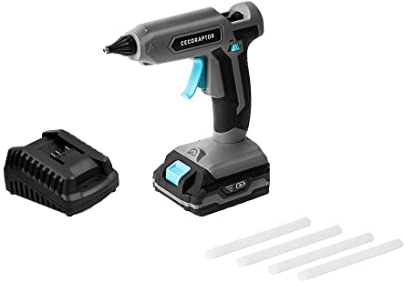 Cecotec Pistola per incollaggio senza fili CecoRaptor Perfect Fix 2020 Advance. Batteria 20 V e 2000 mAh, barre di diametro 11 mm e 150 mm di lunghezza, temperatura di lavoro 180 °C, autonomia fino a