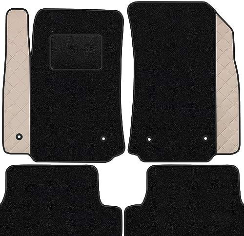 moto-MOLTICO Fußmatten Auto Velours Autoteppiche Schwarz Automatten Set 3-teilig - Auffälliges Design - passend für Citroen Berlingo III Peugeot Rifter ab 2018 5 Personen (Beiges Muster)