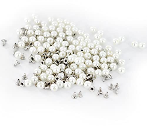 zalati Set di 100 borchie con perle per decorazione fai da te, vestiti, bracciali, borse, artigianato, 6 mm
