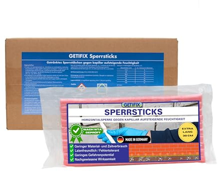 GETIFIX Horizontalsperre Sticks/Stäbchen 40x30 cm - extra lang gegen aufsteigende Feuchtigkeit, einfach und schnell verarbeitet! | Wirksamkeit: WTA-geprüft