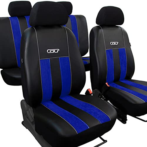 moto-MOLTICO Autositzbezüge 2+3 - Universal Auto Sitzauflagen Set - Dreilagig Auto Sitzbezüge mit Reißverschluss - Dauerhafter Sitzbezug Auto Vordersitze und Rücksitze - Schwarz Blau