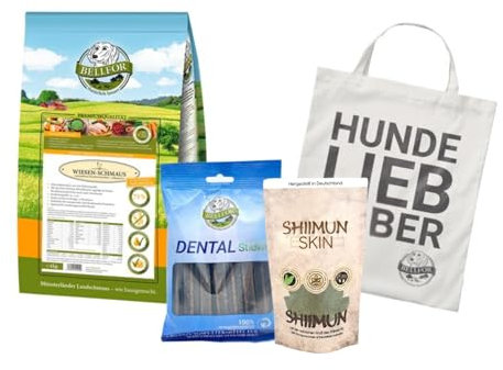 Bellfor Futterset für Airedale Terrier Getreidefreies Trockenfutter mit Huhn 4 kg mit Dental Sticks 100 g und Lebensmittelzusatzstoff zur Shiimun Skin 50