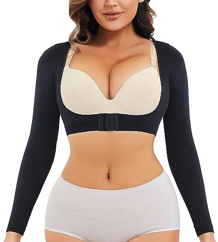 LODAY Upper Arm Shaper for Women Faja Post Surgery Slimming Compression Sleeves Shapewear Tops (Black, L/XL)