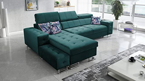 All4All Ecksofa mit Schlaffunktion Hugo I - 295x183 cm - Sofa mit Bettkasten - Schlafsofa L-Form - Eckcouch - Couch - Bett - Wohnzimmer - Magic Velvet 2221- Seite Rechts 26