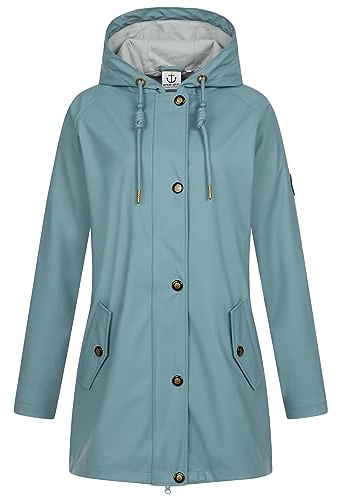 Ankerglut Damen Damen Friesennerz Regenmantel Regenjacke mit Kapuze Gefüttert Wasserdicht Wetterfest Windbreaker Übergangsjacke #Aheaven Regenjacke