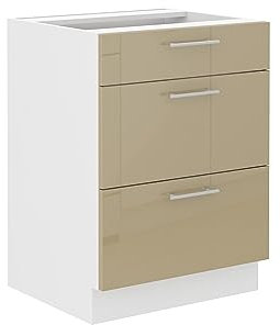 Kuechen-preisbombe Unterschrank 60 Lara Cappuccino Hochglanz Küchenzeile Küchenblock Soft-Close