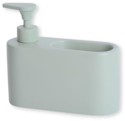 Spülmittelspender Küche Keramik, Seifenspender Salbeigrün, 18x6 cm | Spüli Spender und Soap Dispenser, ideal für die Spüle, platzsparendes Design, matt, 15.8 cm hoch