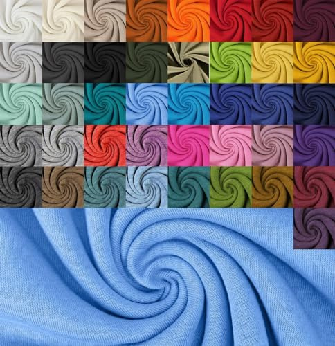 Generisch Wintersweat Meterware Uni - Sweatshirt Stoff meliert - Baumwoll Sweat zweifarbig - weicher Stoff für Pullover/Hoodies - ÖkoTex 100 *Ab 50cm, Farbe: 002 hellblau