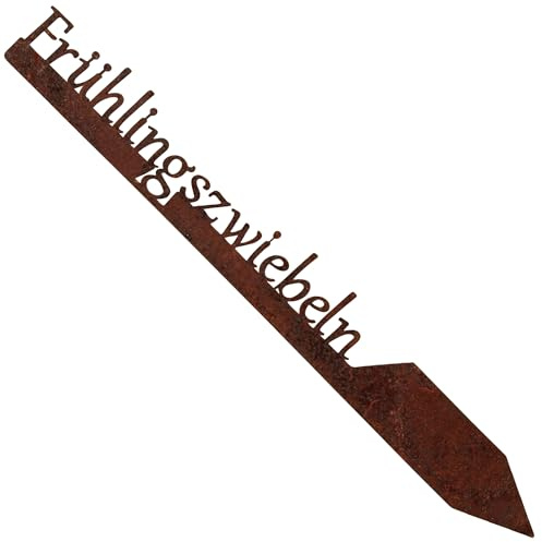 EXTRAVAGANT® Gartenstecker „Frühlingszwiebeln“ Gemüsestecker Gemüseschilder Gemüse Metall Stahl Edelrost wetterfest für Garten Beet Pflanzenschilder Pflanzenstecker Gartenschilder Gartendeko