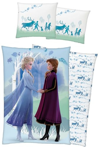 Frozen Die Eiskönigin Kinder-Bettwäsche Believe 135 x 200 + 80 x 80 cm 100% Baumwolle Biber-Flanell-Qualität Disney Anna ELSA Olaf Sven Kristoff Schneemann Deutsche Größe