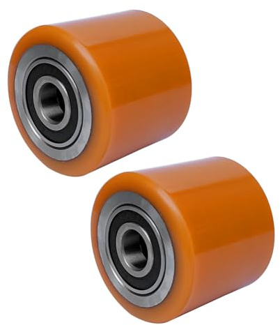 2× Roue pour transpalette Rouleau pour Palette Rouleau de charge Diamètre 80mm Roues de chariot élévateur double roulement à billes PU Pour chariots élévateurs de 2-3 tonnes patin 80×70mm