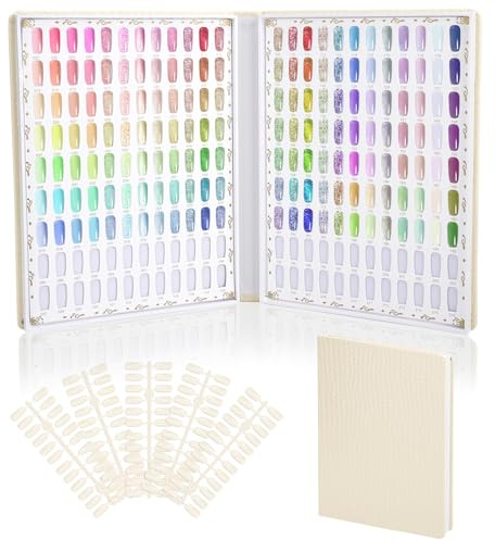 Segbeauty Libro per Unghie Espositore, Display Grafico a Colori per Unghie, con 216 Slot per Punte Per Unghie e 240 Unghie Finte, Espositore per Unghie per Stile Nail Art e Colori (Beige)