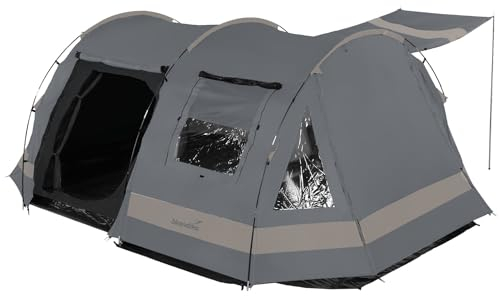 Skandika Kambo Tunnelzelt für 6 Personen | XL Familienzelt für Camping, 2 m Stehhöhe, Dunkle Schlafkabine, wasserdicht, 3000 mm Wassersäule, Sonnendach | großes Campingzelt, Festival Zelt für 6 Mann