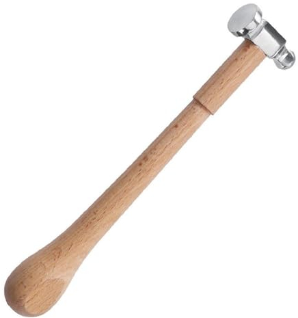Glixoft Schmuckherstellungshammer Holzgriff, Kugelhammer, Runder Hammer, Schmuckreparaturwerkzeug, Bastelhammer Für Schmuckhersteller