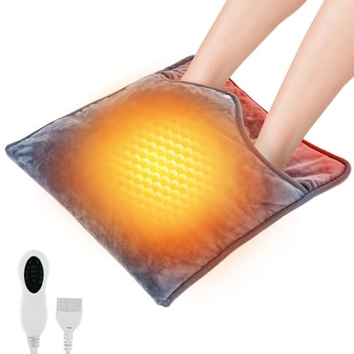 Aytop Calienta Pies Electrico, Calentador de Pies con 3 Temporizadore y 10 Niveles de Temperatura Manta Electrica Pies con Protección Contra Sobrecalentamiento y Apagado Automático, Lavable a Máquina
