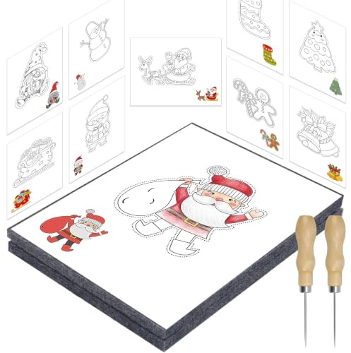DazSpirit Set de Hormigueo Navideño para Niños a Partir de 4 Años, 2 Almohadillas, 2 Agujas y 10 Imágenes de Bordado, Seguro para Proyectos Creativos de Manualidades