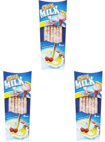 Cool Milk ÖKO Trinkhalme zum Kakaomachen| Kirsch Banane KIBA |3 Packungen mit je 5 kompostierbaren Trinkstrohhalmen (1 x 30 g)