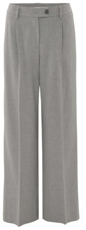 OPUS Damen Wide Leg Pants | Bundfaltenhose MORINA Wide aus weichem Flanell Hazy Fog Melange, 40