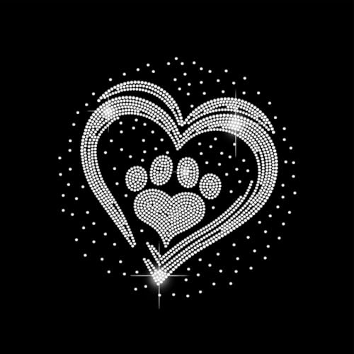 SUPERDANT Ferro su Strass Trasferimento di Zampa D'Amore Decalcomanie con Cuore Scintillante Trasferimento Termico di Cristalli Decalcomanie con Diamanti A Forma di Zampa di Cristallo Pantaloni Regali