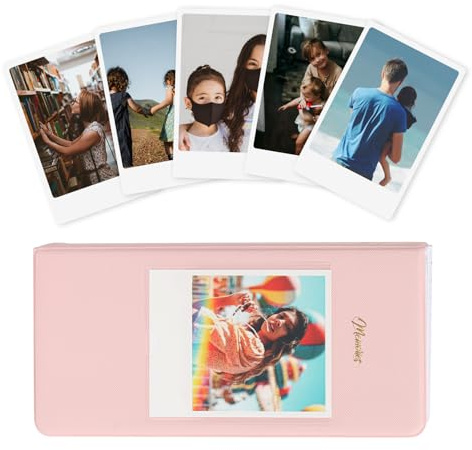 VOVMOEYA 64 Pocket Photo Album for Fujifilm Instax Wide 400/300/210,For Polaroid Cameras Slip In Photo Book Album 16-Page Holds 64 Pictures 3.5x4.5 Inch Camera Film Storage-Pink