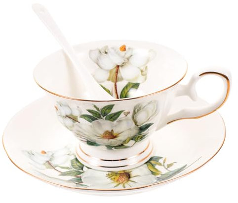 Cabilock - Set Di Tazze in Porcellana Con Cucchiaio Splendida Tazza Da Tè in Porcellana Per Casa Ristorante
